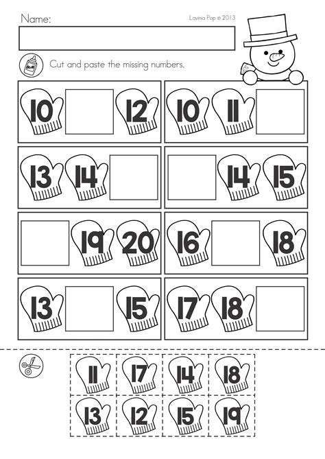 kindergarten math worksheets cut and paste